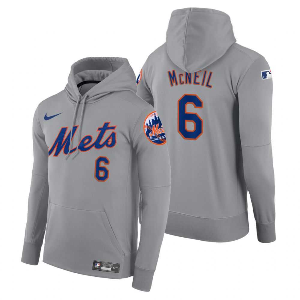 Men New York Mets 6 Mcneil gray road hoodie 2021 MLB Nike Jerseys